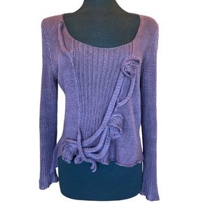 ZUZA-BART Sweater 100% Linen Open Weave Cropped Women’s Size Medium